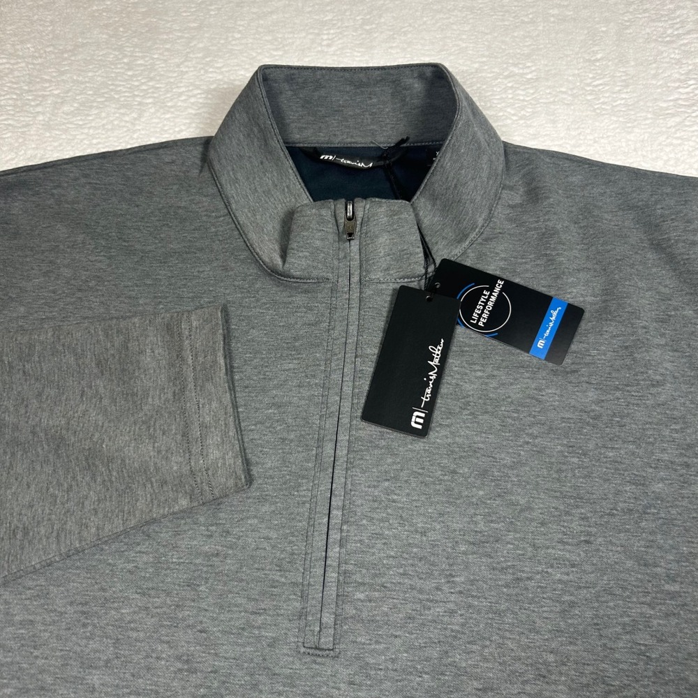 NEW Travis Mathew TM Coveside 1/4 Zip Pullover Golf Sz XL Dark Grey Heather NWT